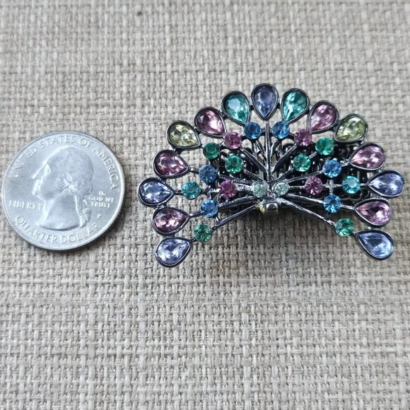 Peacock Ring Multi Color Crystals Fashion Women Jewelry Ring Size Adjustable - Picture 6 of 12